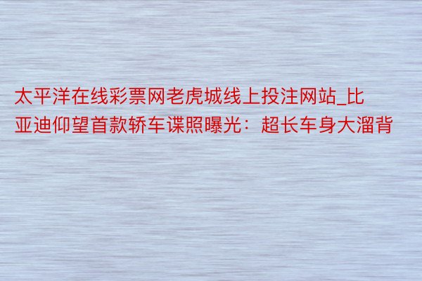 太平洋在线彩票网老虎城线上投注网站_比亚迪仰望首款轿车谍照曝光：超长车身大溜背